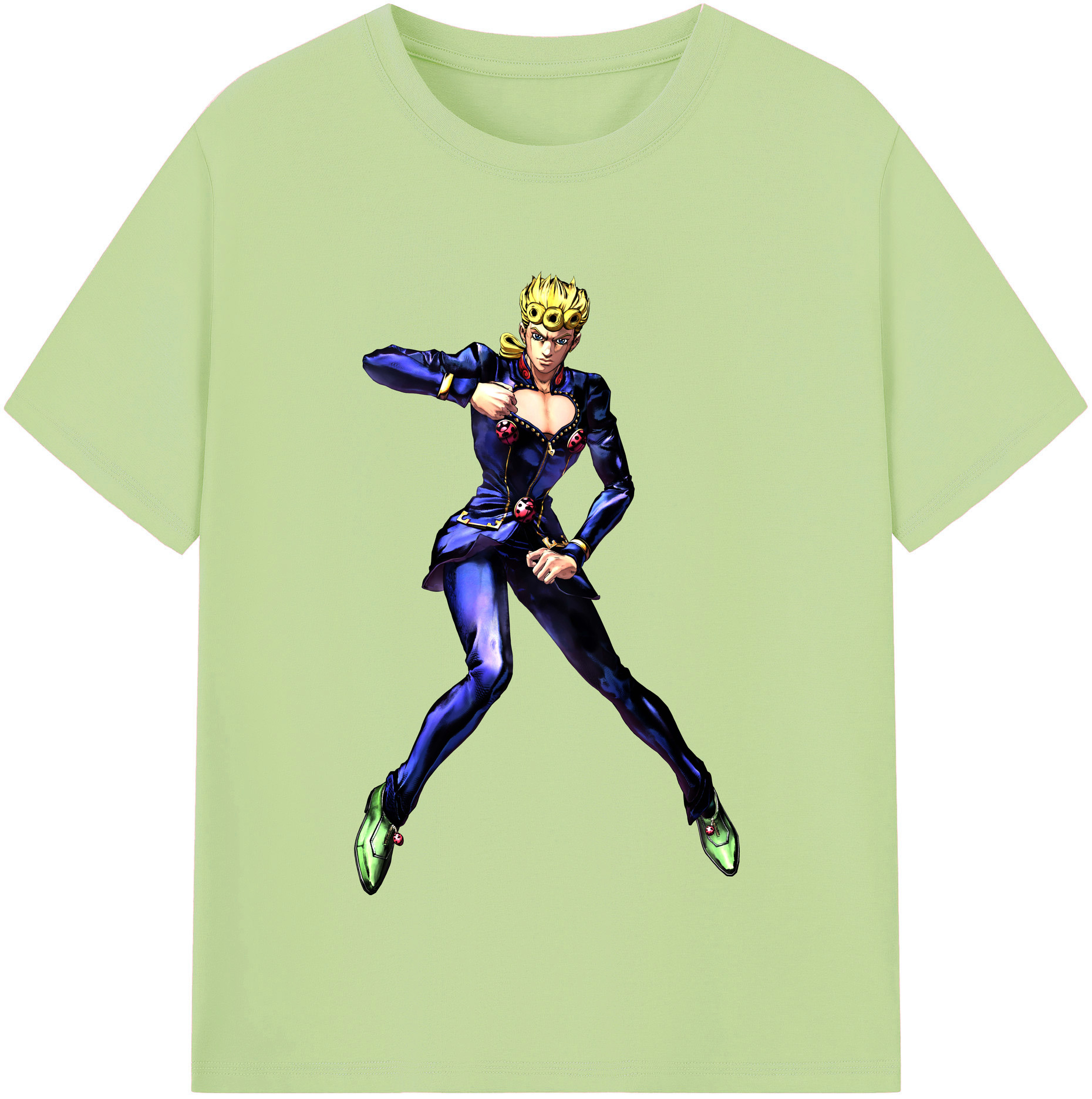 （画像用） ジョジョの奇妙な冒険 ジョルノ?ジョバァーナ JoJo's Bizarre Adventure Giorno Giovanna 綿100％半袖Tシャツ（フロントプリント）